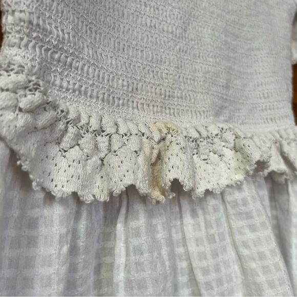 Ivy City Margot White Peplum Lace Embroidered Smocked Mini Dress - Picture 4 of 4